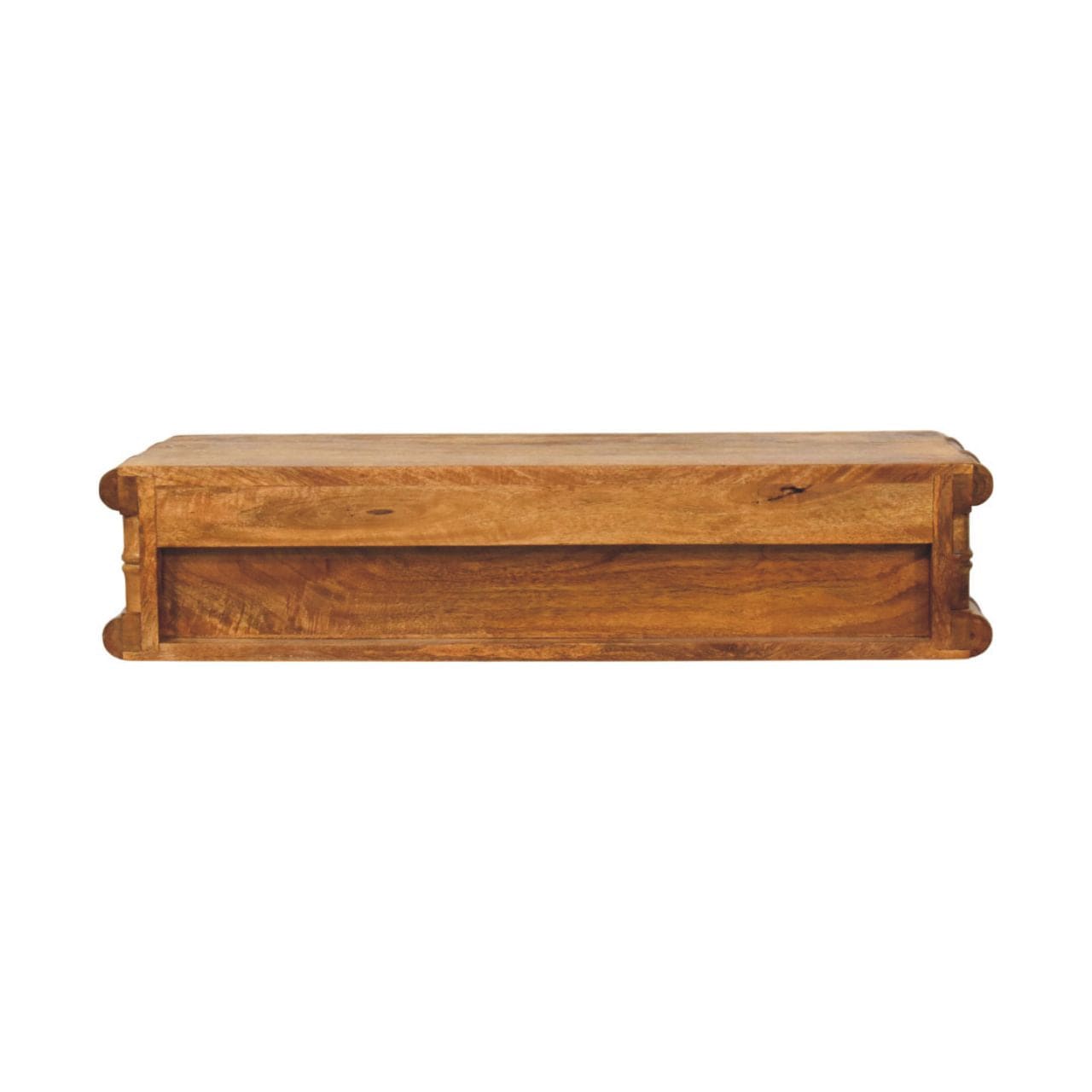 Bamboo Wall-Mounted Console Table in Amber Oak Tone - Solid Mango Wood Floating Console - product view 9 showing...