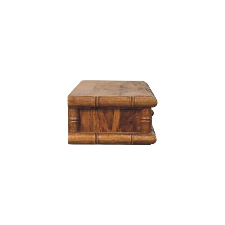 Bamboo Wall-Mounted Console Table in Amber Oak Tone - Solid Mango Wood Floating Console - product view 8 showing...