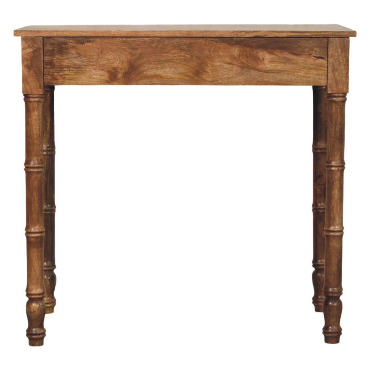 Golden Teak Bamboo Writing Desk in Solid Mango Wood - product view 8 showing handcrafted solid mango wood desk