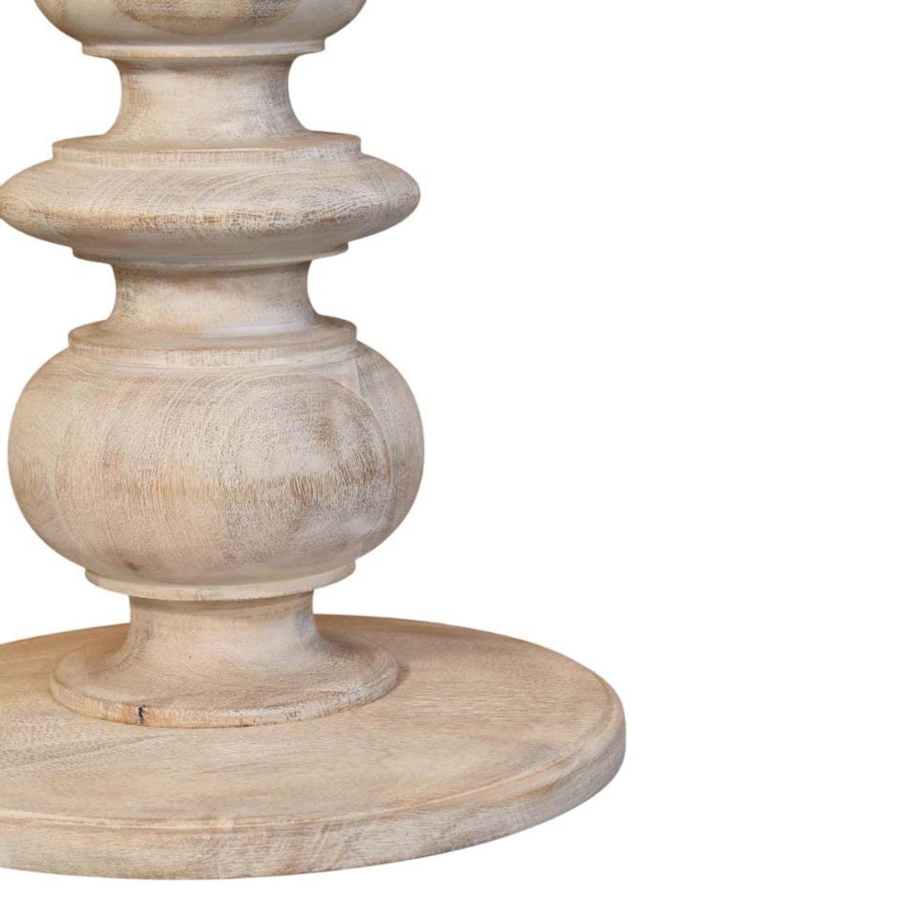 Bellis Marble End Table - Solid Mango Wood Side Table for Living Room - product view 9 showing handcrafted solid mango...