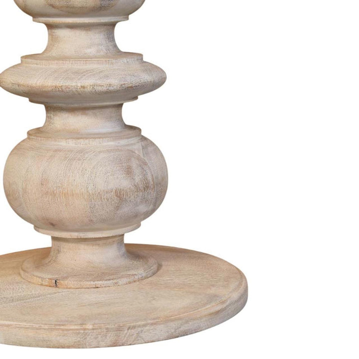 Bellis Marble End Table - Solid Mango Wood Side Table for Living Room - product view 9 showing handcrafted solid mango...