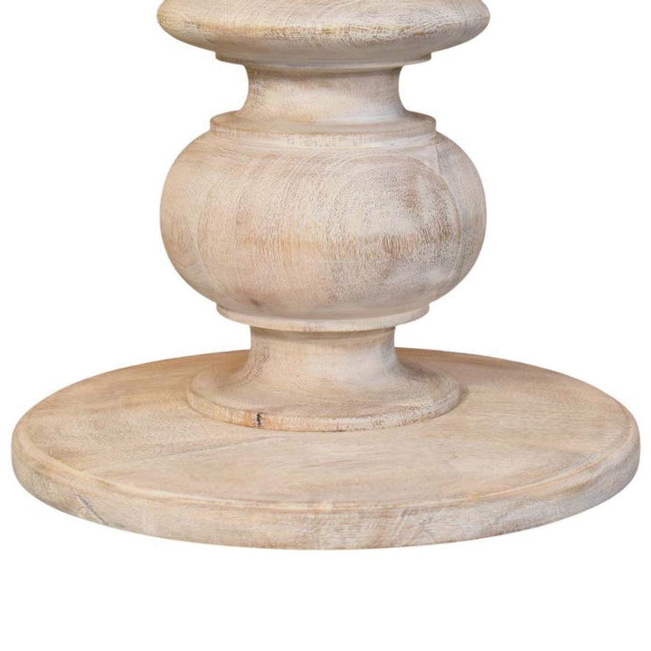 Bellis Marble End Table - Solid Mango Wood Side Table for Living Room - product view 8 showing handcrafted solid mango...