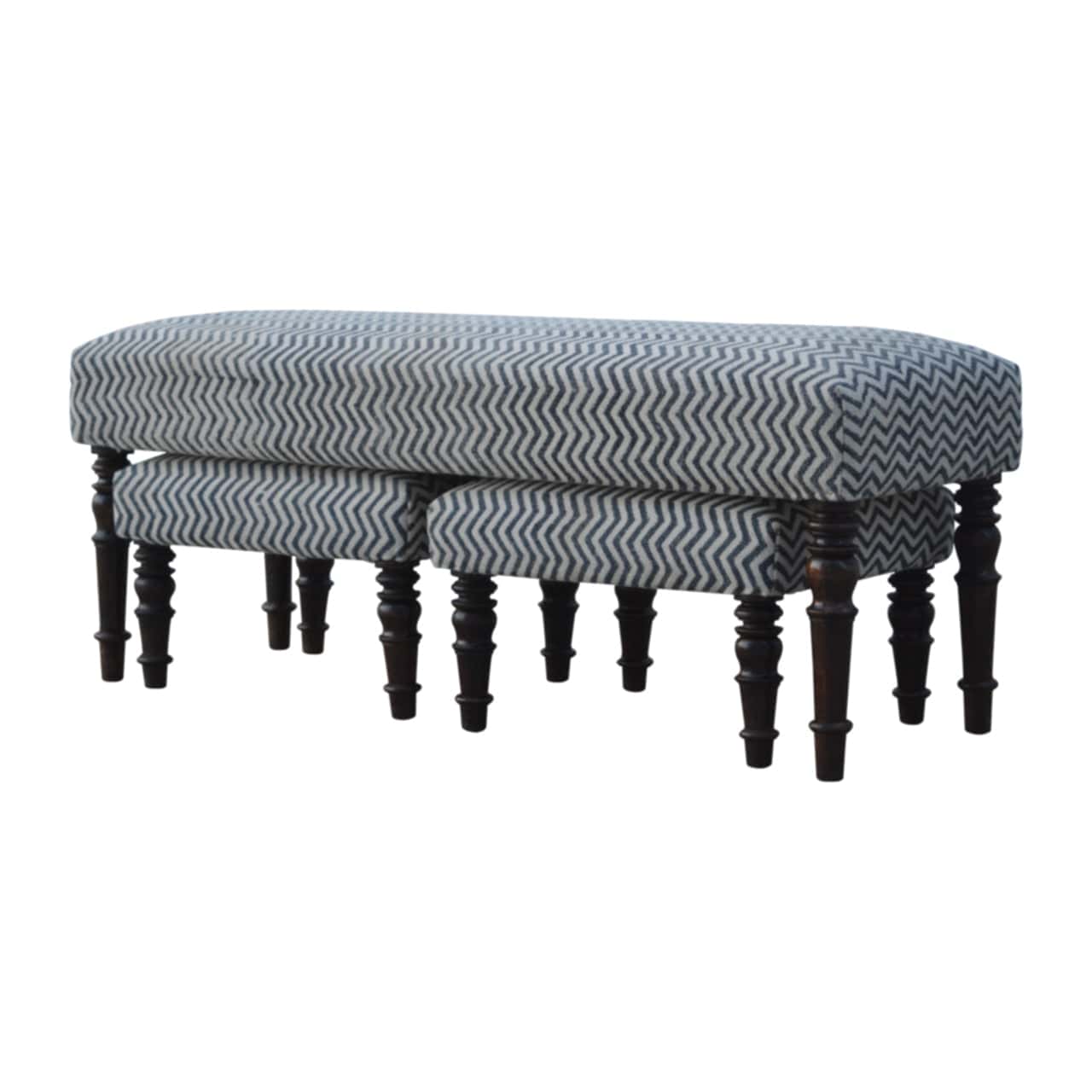 Mid-Century Modern Natural Jute Set of 3 Bench - Solid Mango Wood Seating Furniture for Entryway - product view 4 showing...