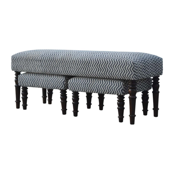 Mid-Century Modern Natural Jute Set of 3 Bench - Solid Mango Wood Seating Furniture for Entryway - product view 4 showing...