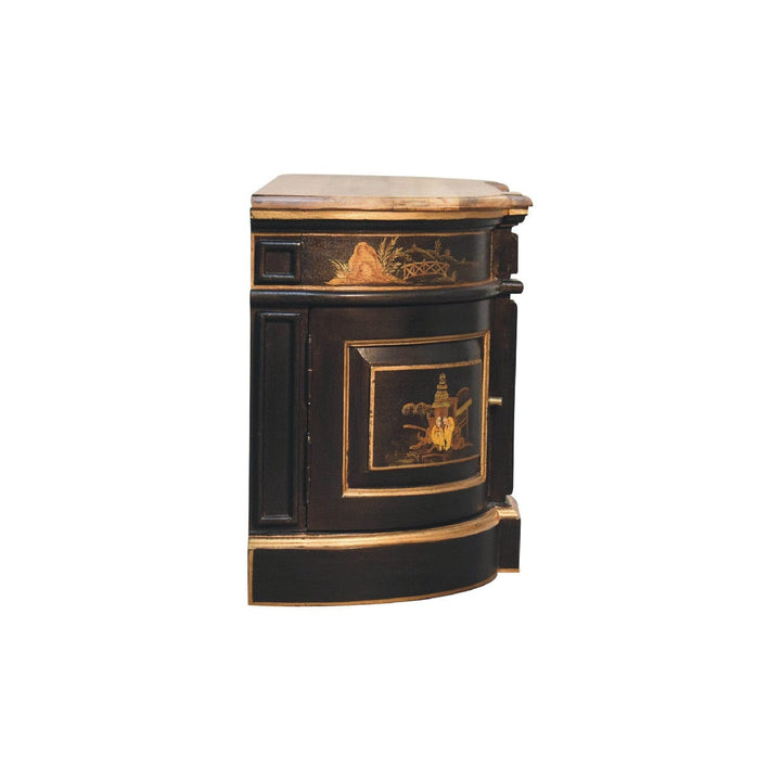 Black Oriental 2 TV Stand - Solid Mango Wood Entertainment Center for Living Room - product view 8 showing handcrafted...
