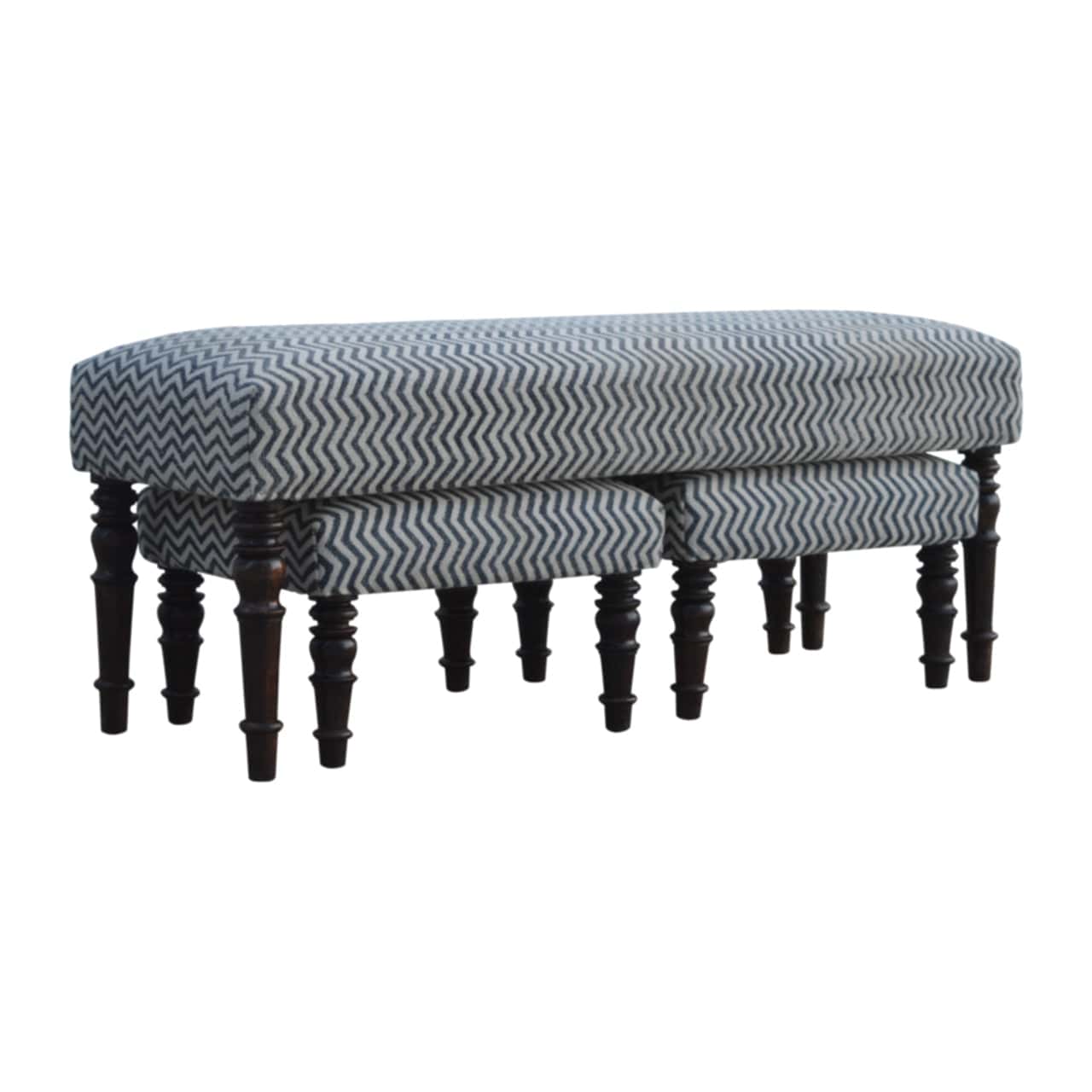 Mid-Century Modern Natural Jute Set of 3 Bench - Solid Mango Wood Seating Furniture for Entryway - main view showing...