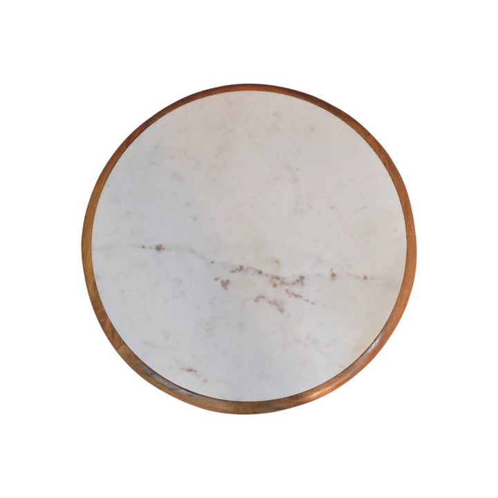 Oakish Bola Round Coffee Table in Solid Mango Wood - product view 5 showing handcrafted solid mango wood coffee table