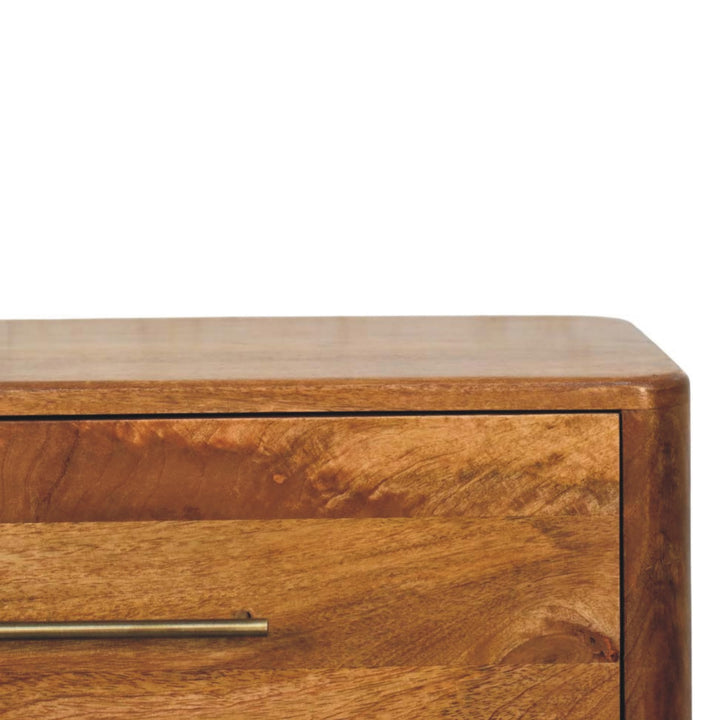 Amber Oak Bola Storage Chest in Solid Mango Wood - product view 3 showing handcrafted solid mango wood dresser