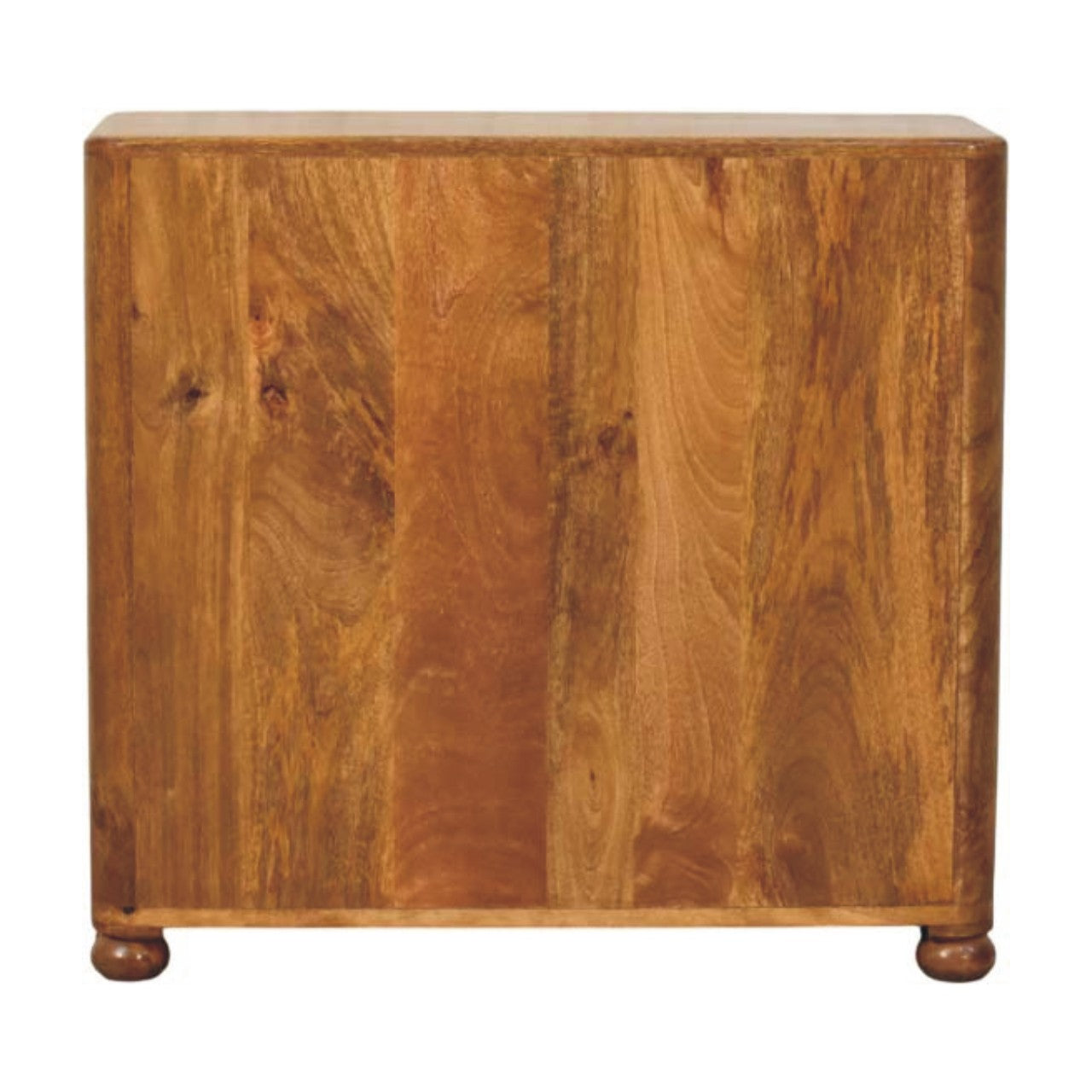 Amber Oak Bola Storage Chest in Solid Mango Wood - product view 8 showing handcrafted solid mango wood dresser