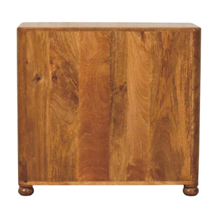 Amber Oak Bola Storage Chest in Solid Mango Wood - product view 8 showing handcrafted solid mango wood dresser