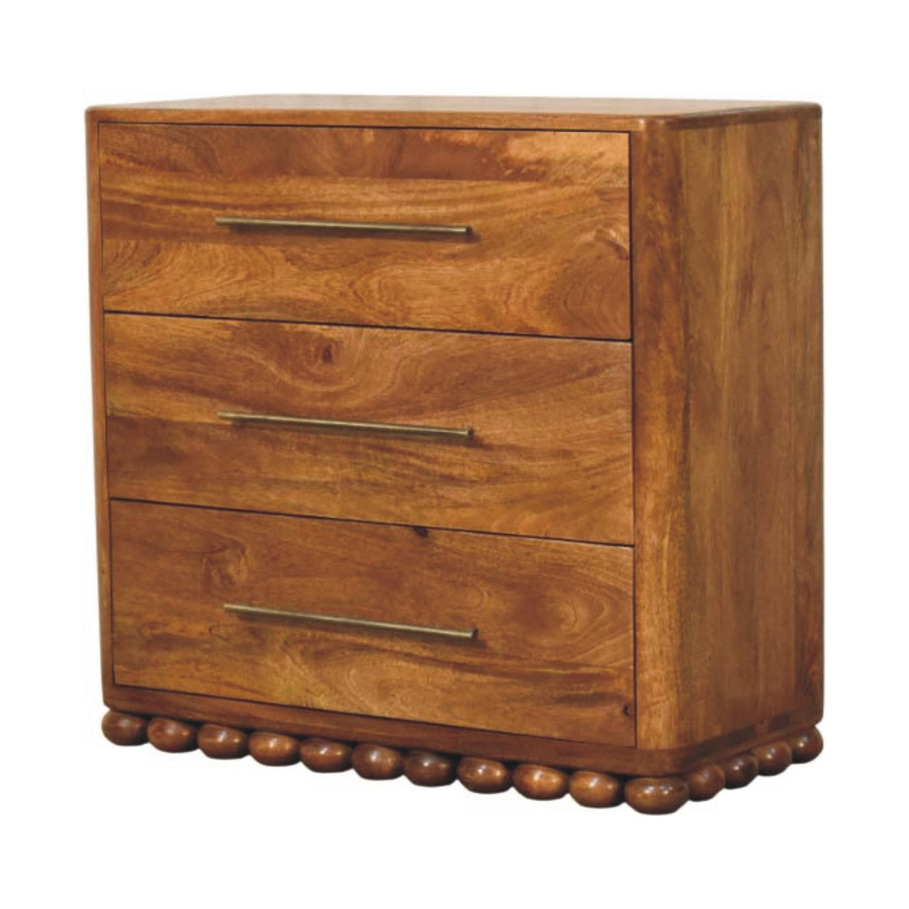 Amber Oak Bola Storage Chest in Solid Mango Wood - main view showing handcrafted solid mango wood dresser