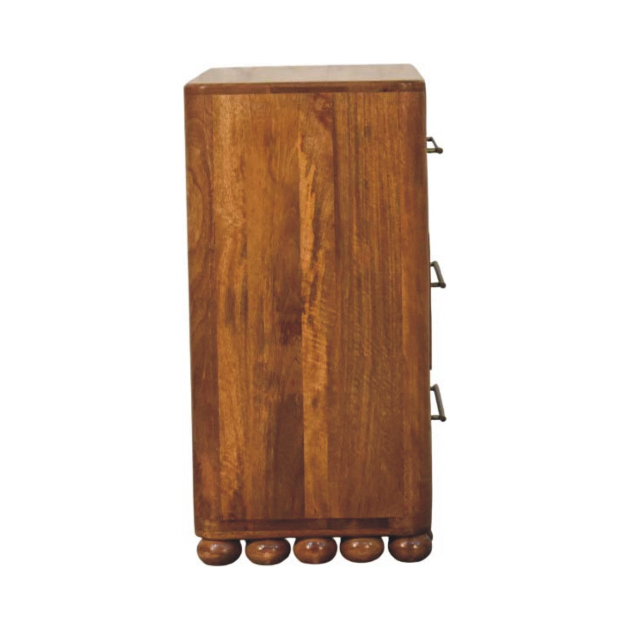 Amber Oak Bola Storage Chest in Solid Mango Wood - product view 7 showing handcrafted solid mango wood dresser