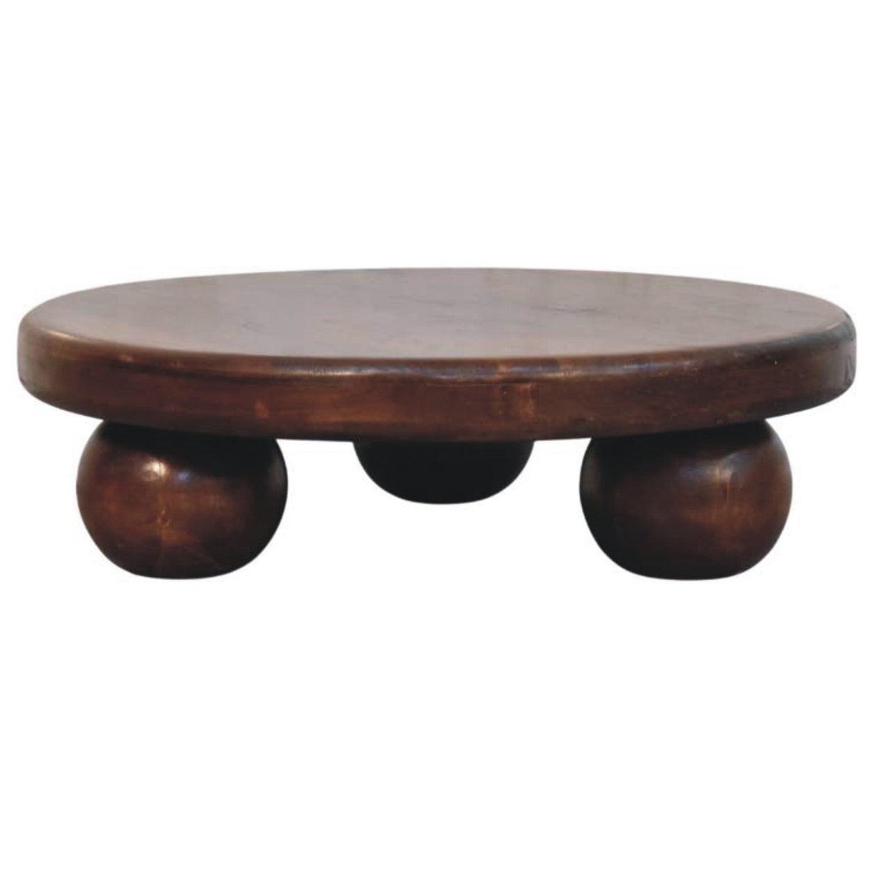 Winewood Oak Bola Coffee Table in Solid Mango Wood - product view 6 showing handcrafted solid mango wood coffee table