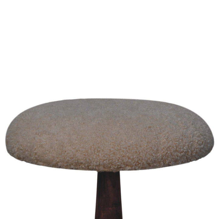 Boucle Accent Stool in Golden Teak Solid Mango Wood - product view 3 showing handcrafted solid mango wood stool