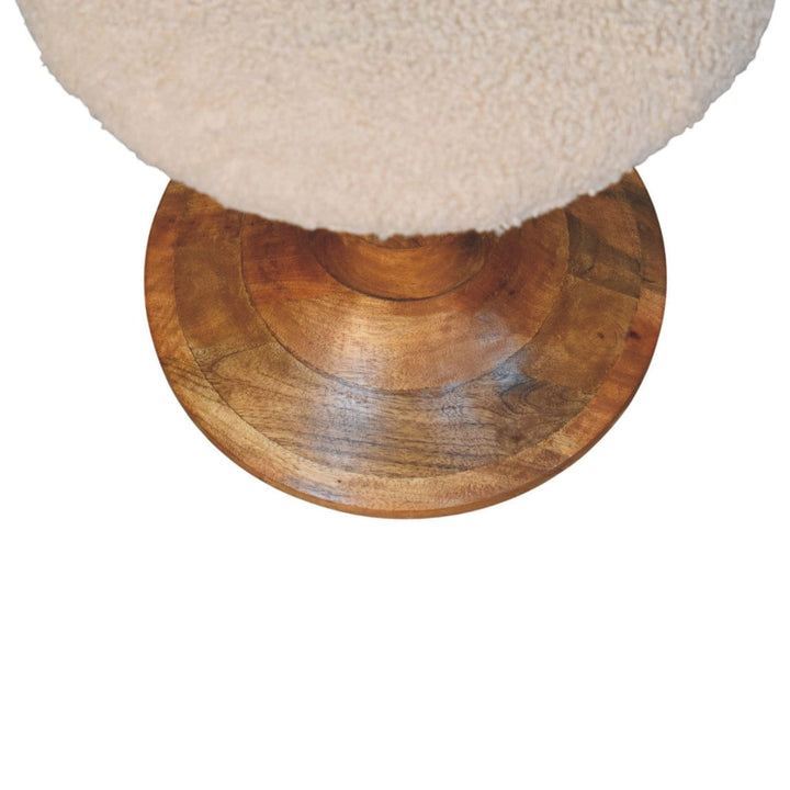 Boucle Accent Stool in Golden Teak Solid Mango Wood - product view 4 showing handcrafted solid mango wood stool