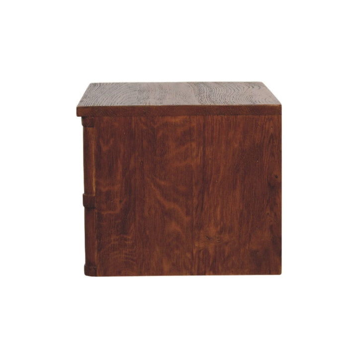 Box Frame Chestnut Wall Mounted Nightstand - Solid Mango Wood Floating Bedside Table - product view 8 showing handcrafted...