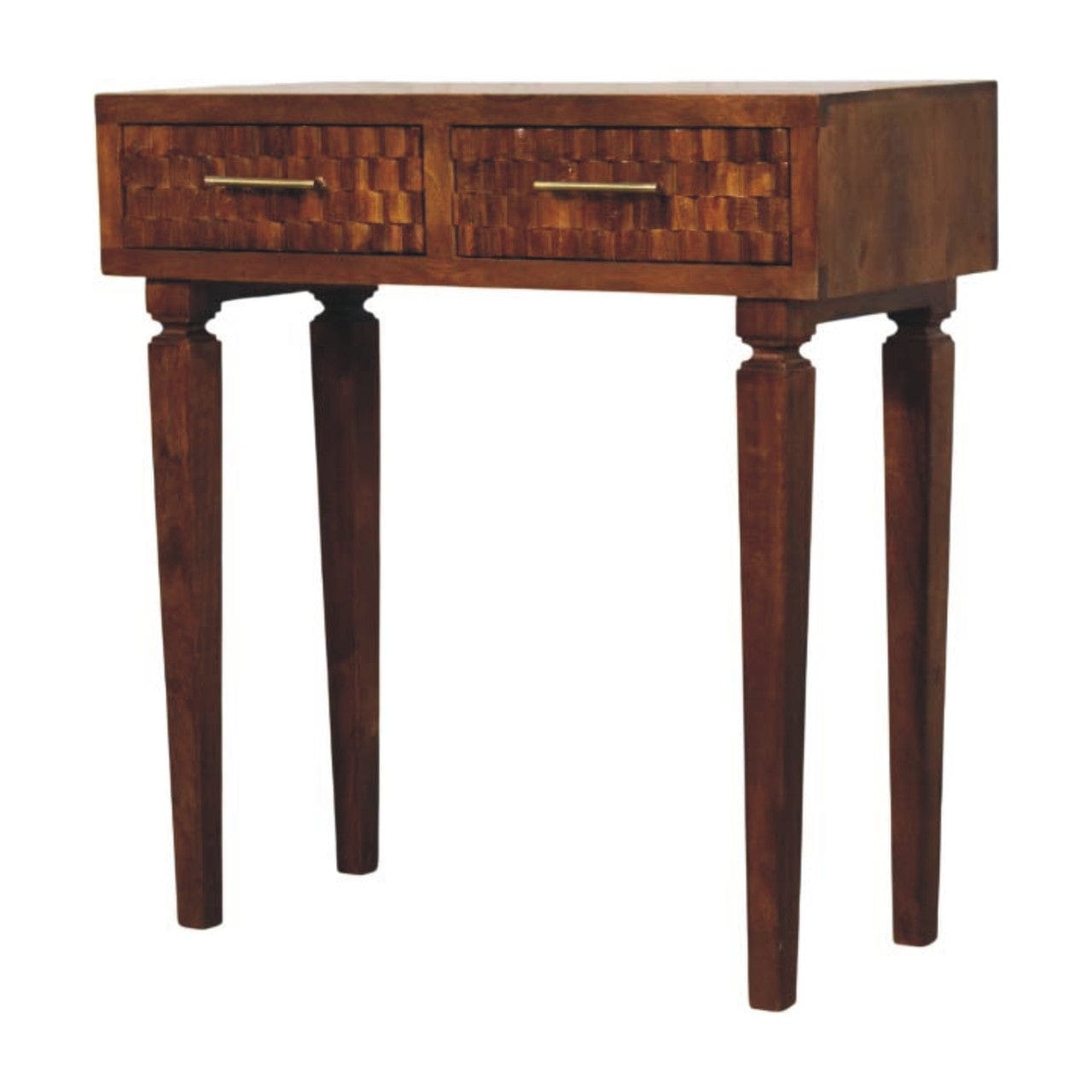 Chestnut Cadiz Textured Console Table in Solid Mango Wood - main view showing handcrafted solid mango wood console table