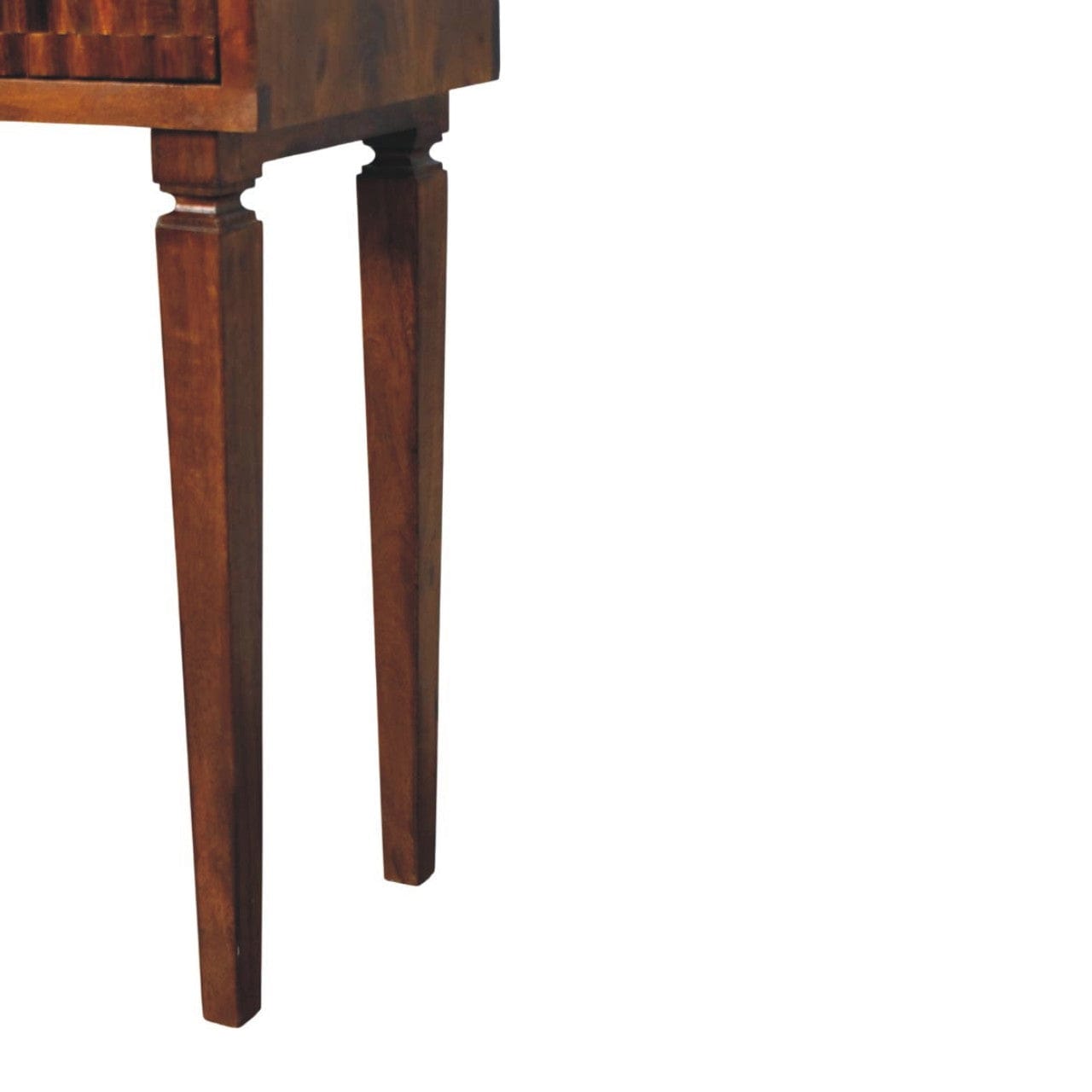 Chestnut Cadiz Textured Console Table in Solid Mango Wood - product view 6 showing handcrafted solid mango wood console table