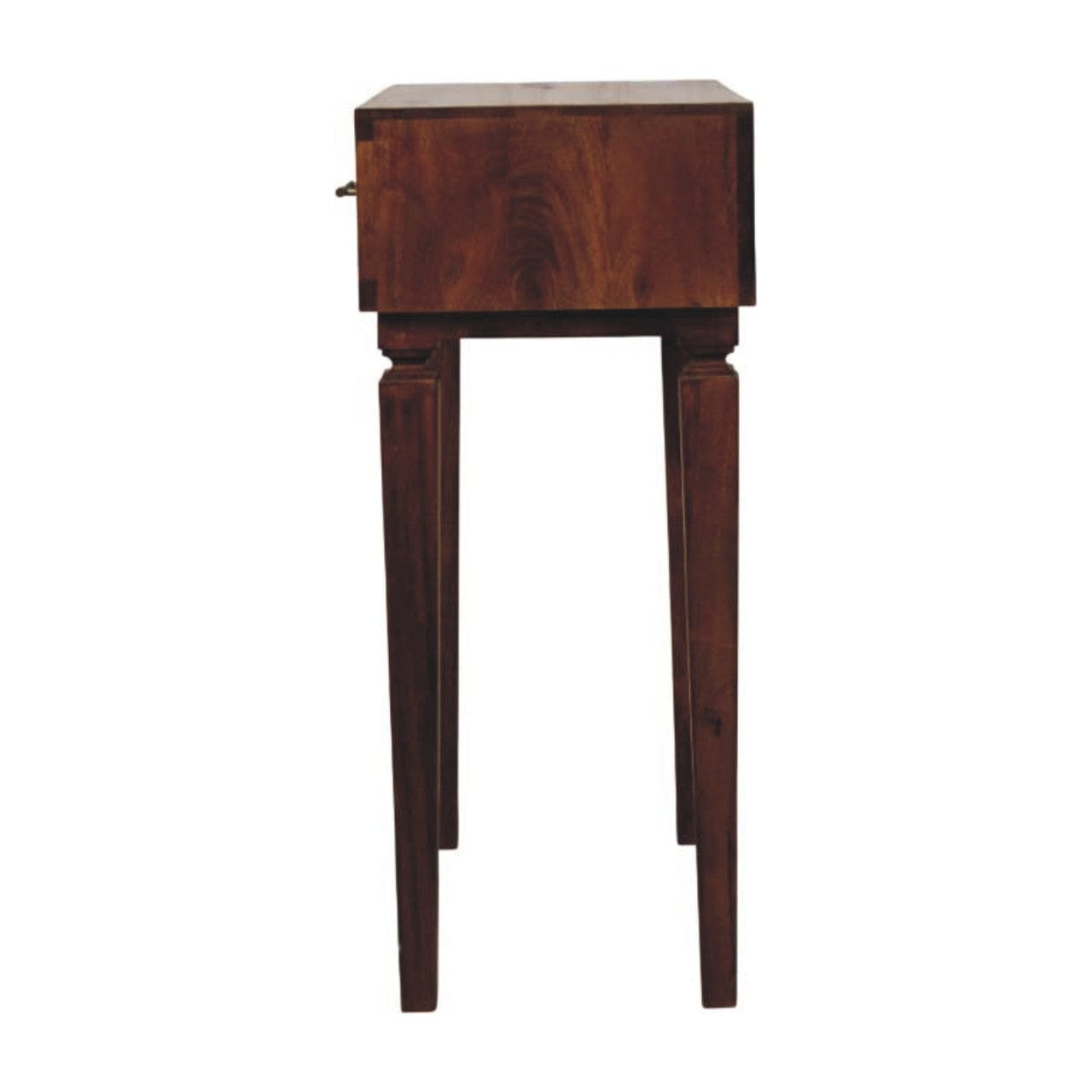 Chestnut Cadiz Textured Console Table in Solid Mango Wood - product view 7 showing handcrafted solid mango wood console table