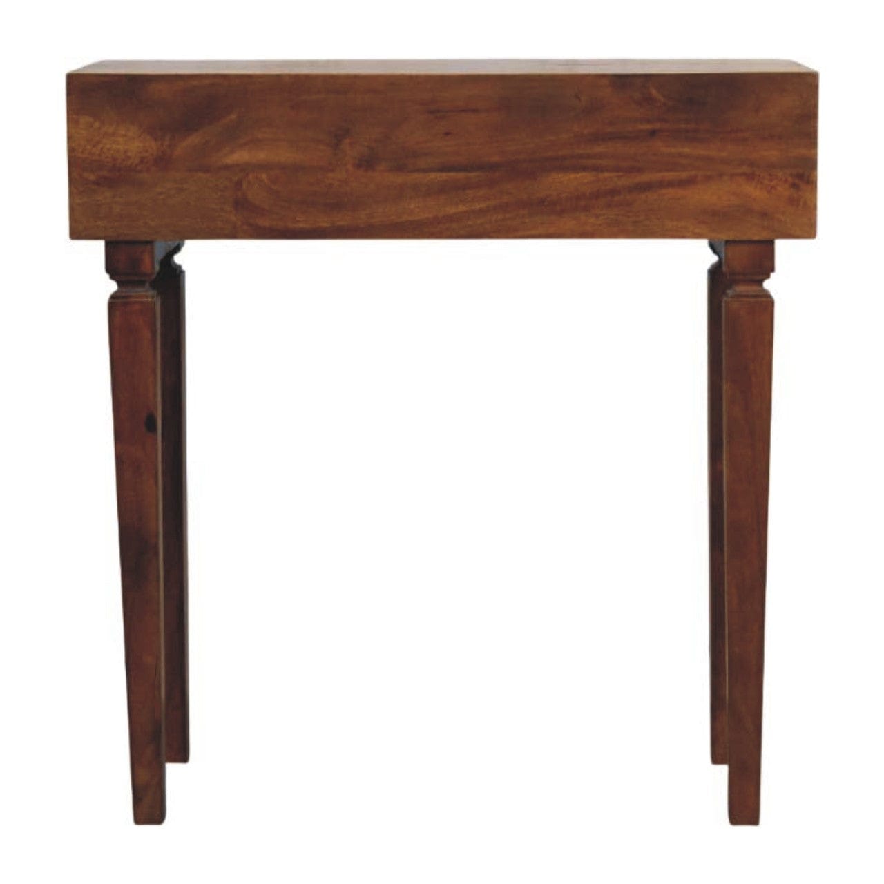 Chestnut Cadiz Textured Console Table in Solid Mango Wood - product view 8 showing handcrafted solid mango wood console table