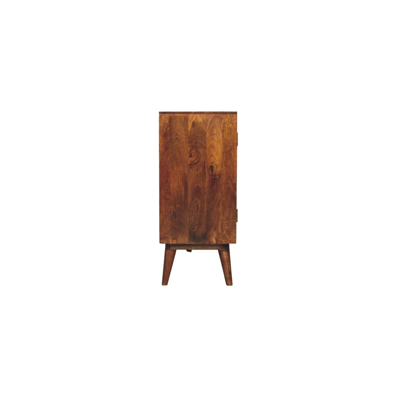 Carved Solis 4 Door Chestnut Sideboard - Solid Mango Wood Buffet Cabinet for Dining Room - product view 7 showing...