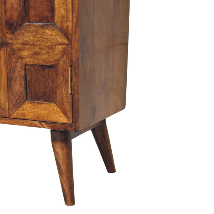Carved Solis 4 Door Chestnut Sideboard - Solid Mango Wood Buffet Cabinet for Dining Room - product view 5 showing...