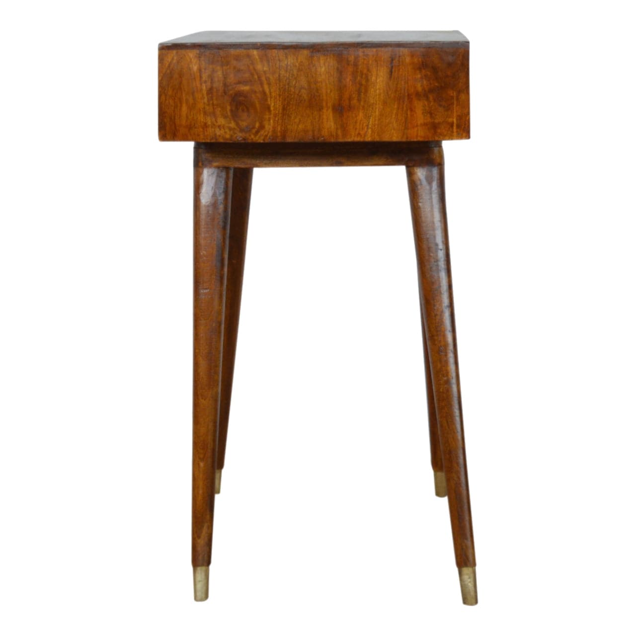 Carved Sunrise Gold Writing Desk - Solid Mango Wood Writing Table for Home Office - product view 7 showing handcrafted...