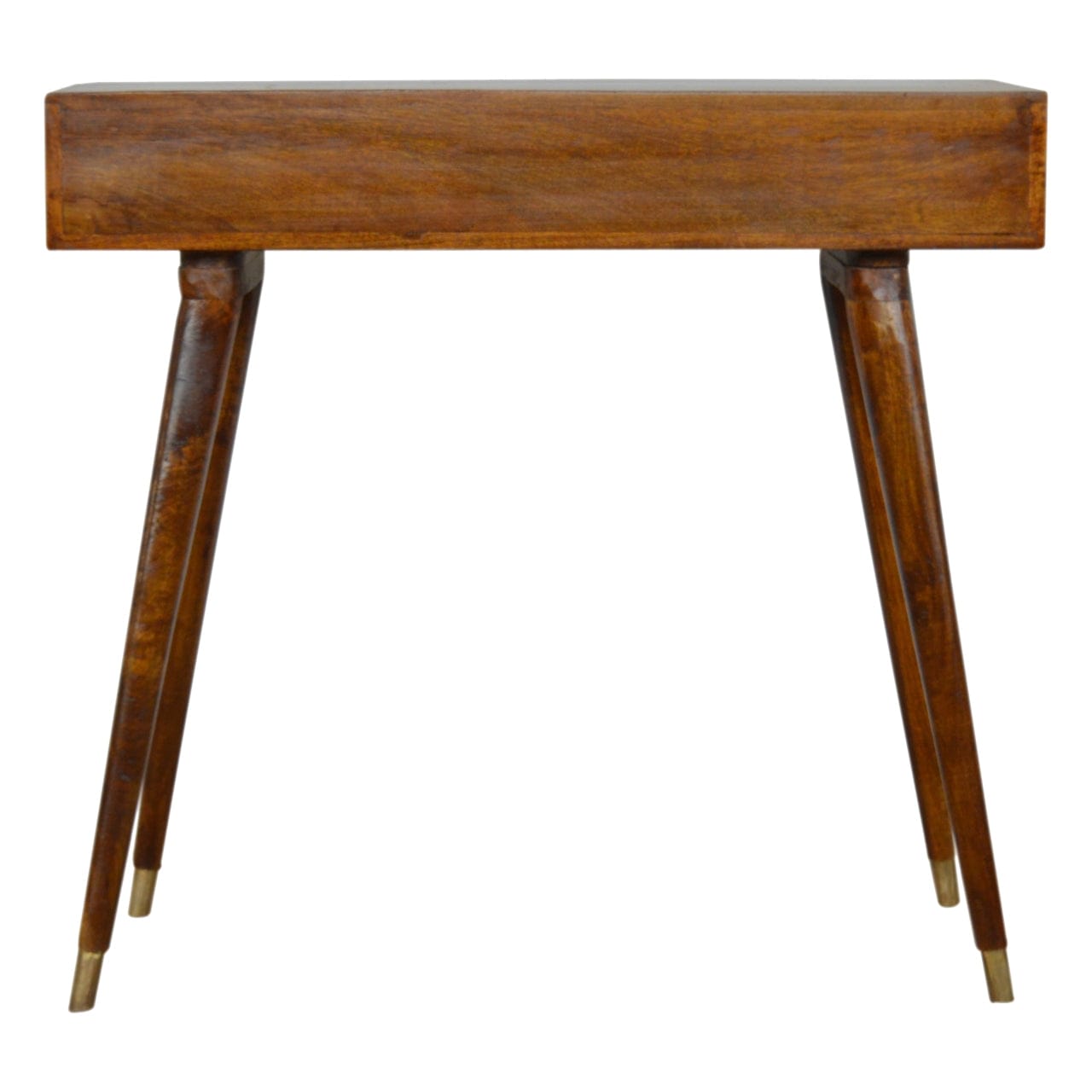 Carved Sunrise Gold Writing Desk - Solid Mango Wood Writing Table for Home Office - product view 8 showing handcrafted...