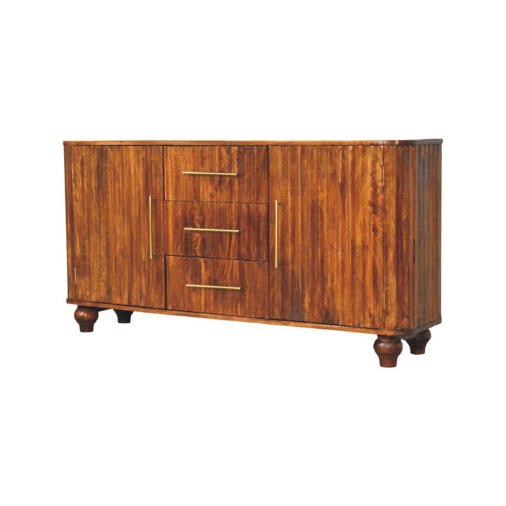 Chestnut Curve Sideboard in Solid Mango Wood - main view showing handcrafted solid mango wood sideboard