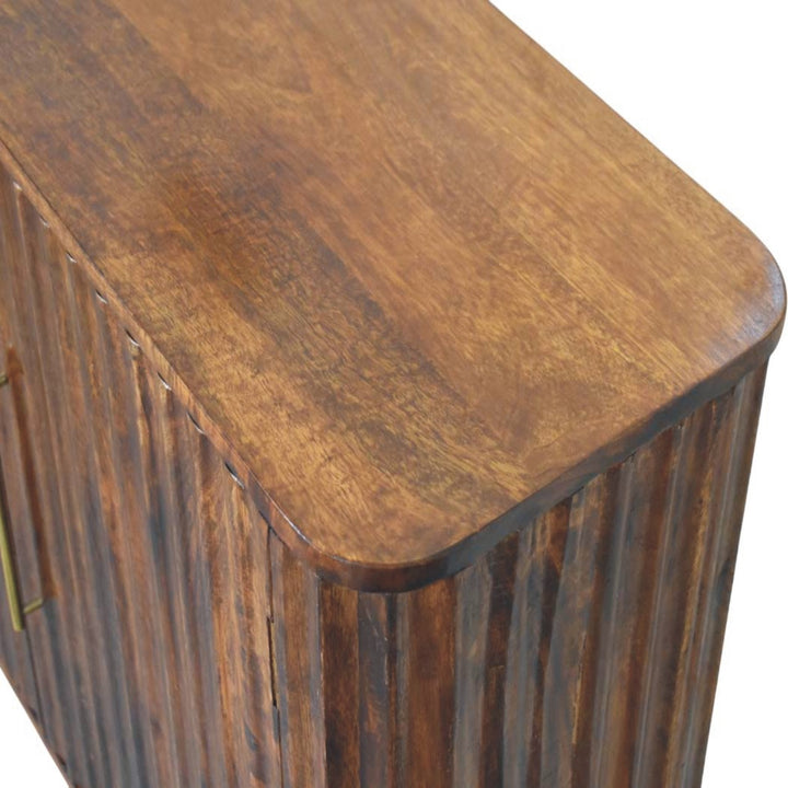 Chestnut Curve Sideboard in Solid Mango Wood - product view 4 showing handcrafted solid mango wood sideboard