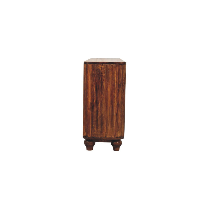 Chestnut Curve Sideboard in Solid Mango Wood - product view 7 showing handcrafted solid mango wood sideboard