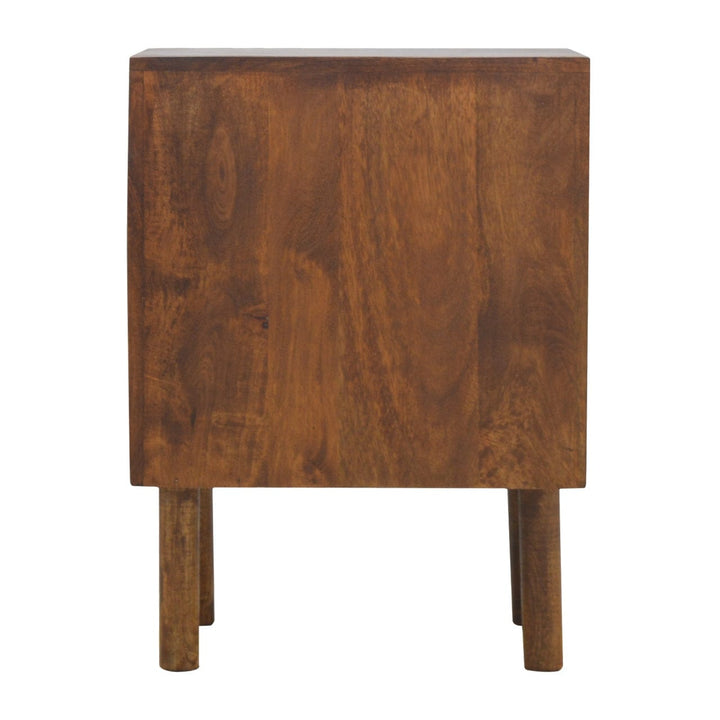 Chestnut Front 2 Nightstand - Solid Mango Wood Bedside Table for Bedroom - product view 8 showing handcrafted solid mango...