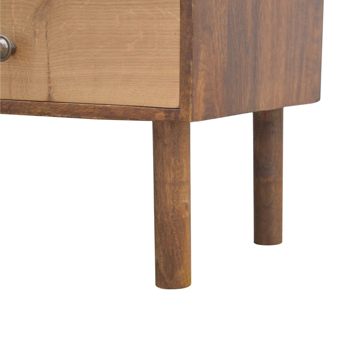 Chestnut Front TV Stand - Solid Mango Wood Entertainment Center for Living Room - product view 4 showing handcrafted...