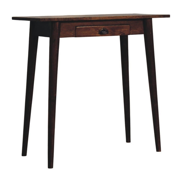Chestnut Nordic Writing Desk in Solid Mango Wood - product view 2 showing handcrafted solid mango wood dresser