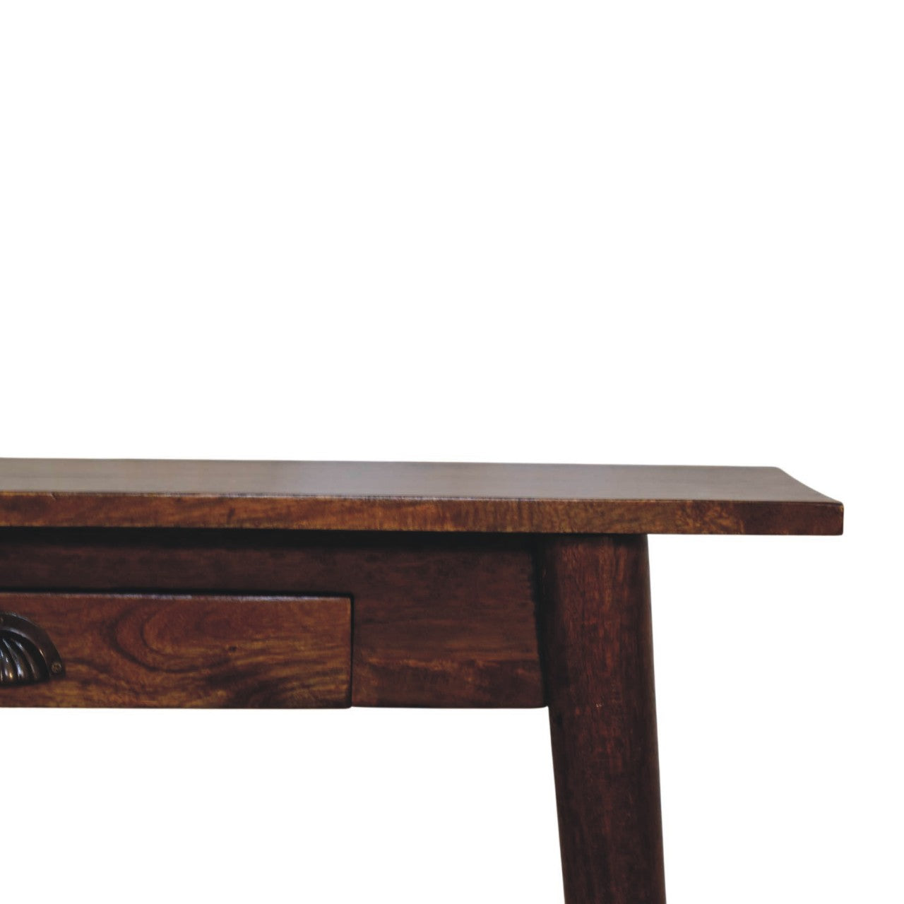 Chestnut Nordic Writing Desk in Solid Mango Wood - product view 3 showing handcrafted solid mango wood dresser
