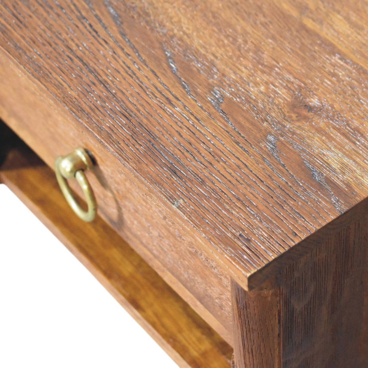 Box Frame Chestnut Wall Mounted Nightstand - Solid Mango Wood Floating Bedside Table - product view 7 showing handcrafted...