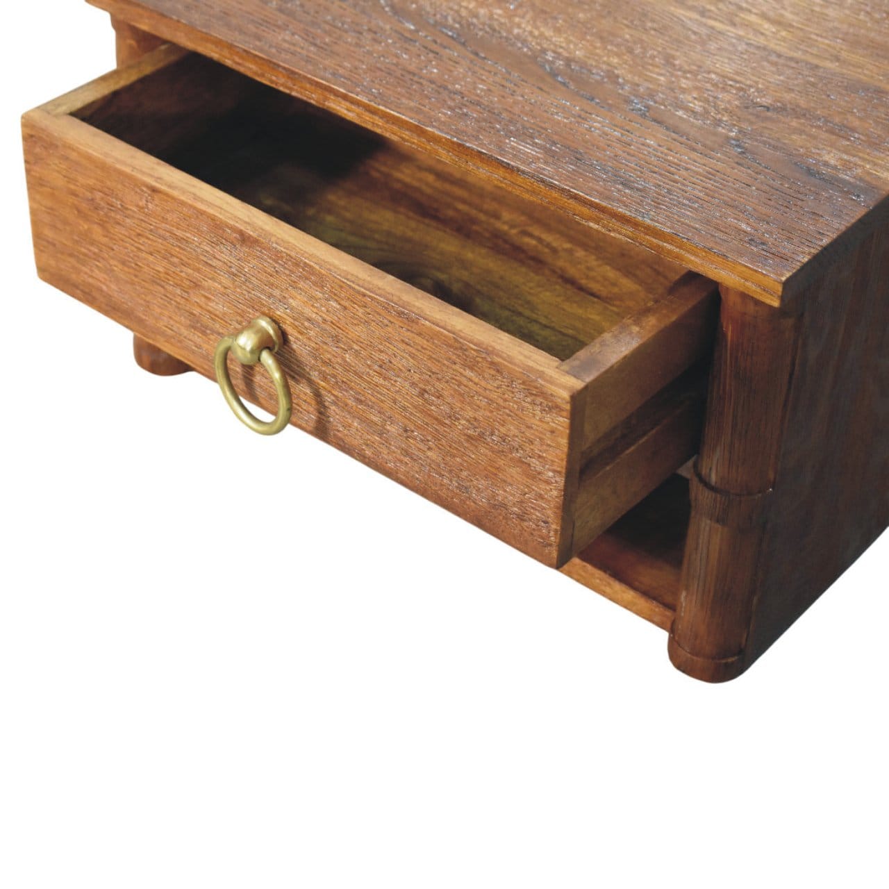 Box Frame Chestnut Wall Mounted Nightstand - Solid Mango Wood Floating Bedside Table - product view 6 showing handcrafted...