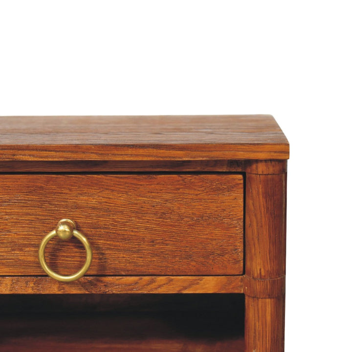Box Frame Chestnut Wall Mounted Nightstand - Solid Mango Wood Floating Bedside Table - product view 4 showing handcrafted...