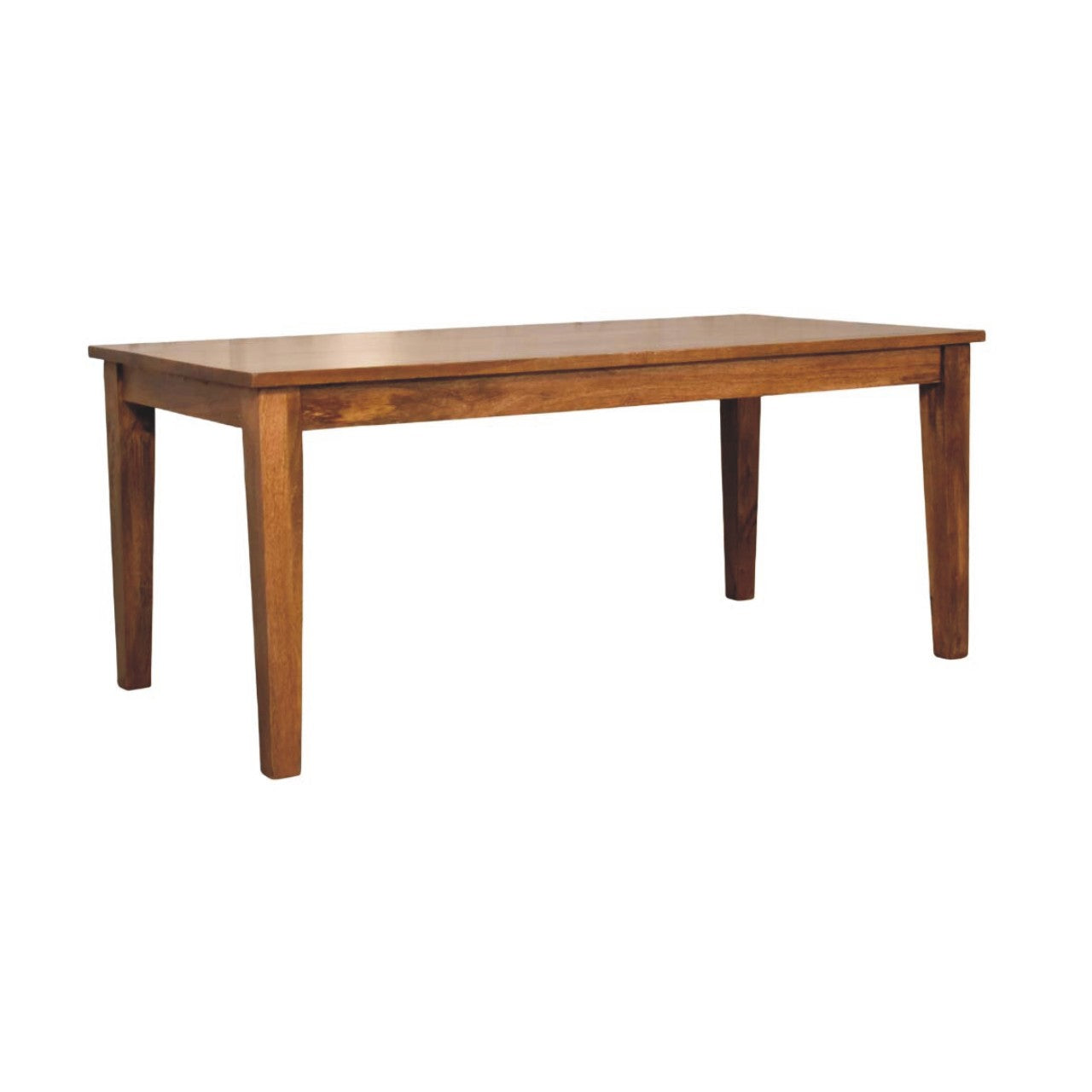 Classic Golden Teak Rectangular Dining Table in Solid Mango Wood - product view 2 showing handcrafted solid mango wood...