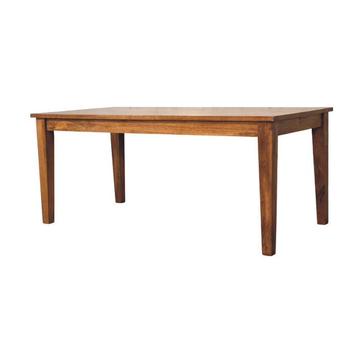 Classic Golden Teak Rectangular Dining Table in Solid Mango Wood - main view showing handcrafted solid mango wood dining...