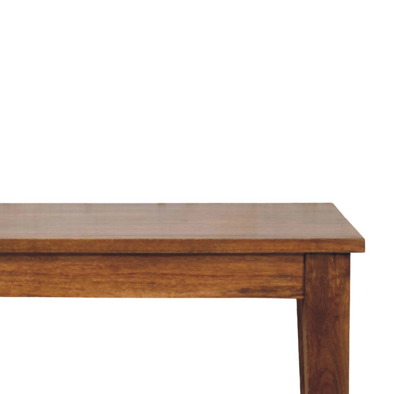 Classic Golden Teak Rectangular Dining Table in Solid Mango Wood - product view 3 showing handcrafted solid mango wood...