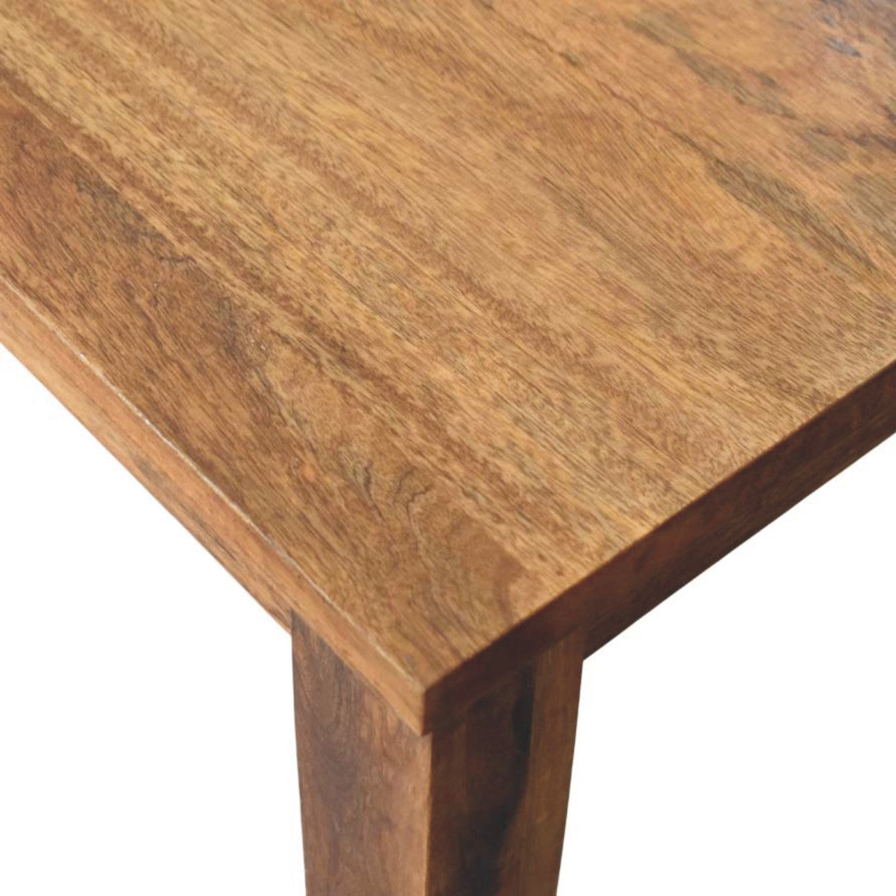 Classic Golden Teak Rectangular Dining Table in Solid Mango Wood - product view 4 showing handcrafted solid mango wood...