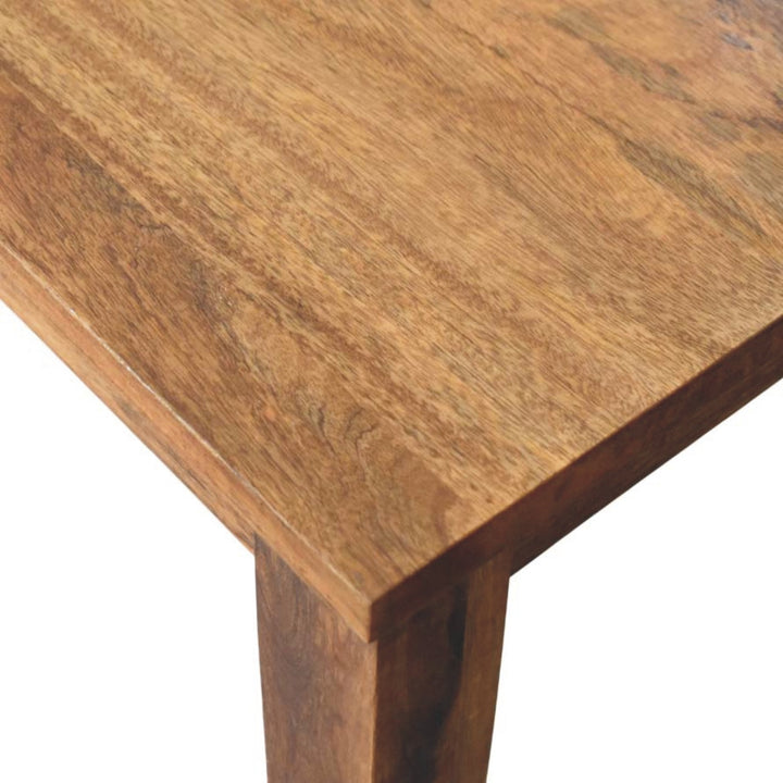 Classic Golden Teak Rectangular Dining Table in Solid Mango Wood - product view 4 showing handcrafted solid mango wood...