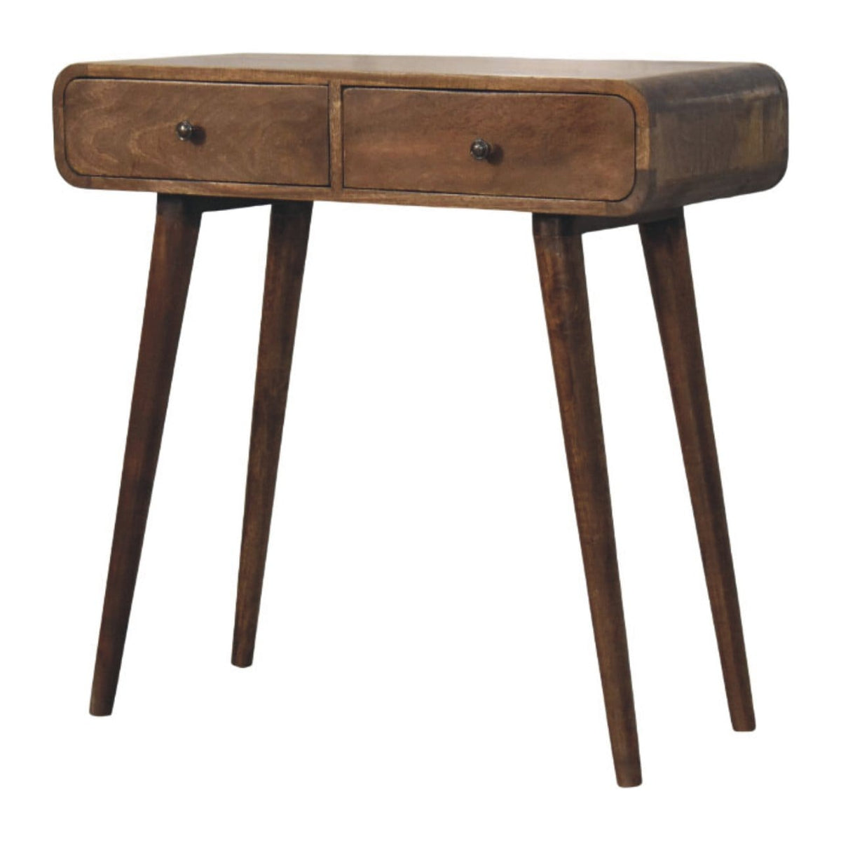 Classic Grey Rounded Console Table in Solid Mango Wood - main view showing handcrafted solid mango wood console table