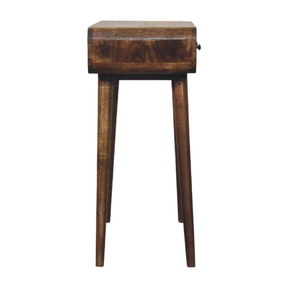 Classic Grey Rounded Console Table in Solid Mango Wood - product view 7 showing handcrafted solid mango wood console table