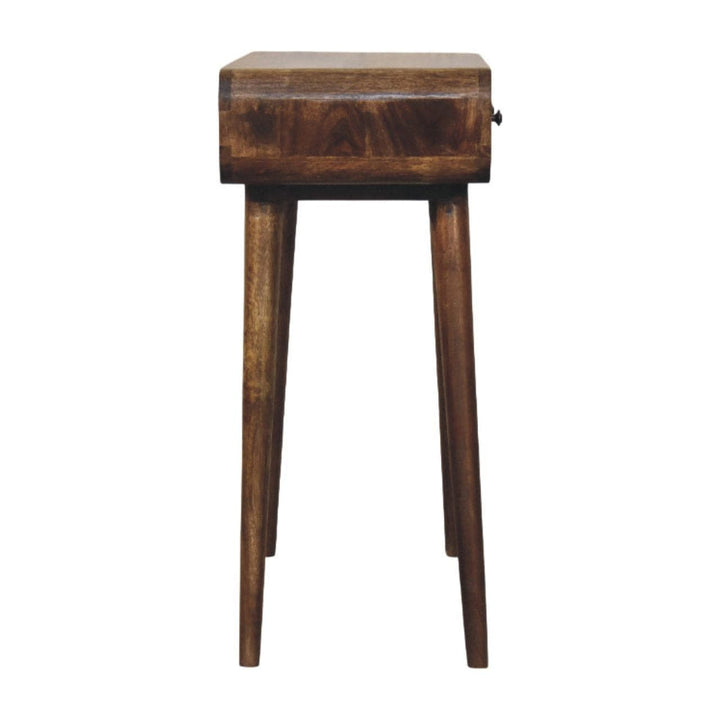 Classic Grey Rounded Console Table in Solid Mango Wood - product view 7 showing handcrafted solid mango wood console table