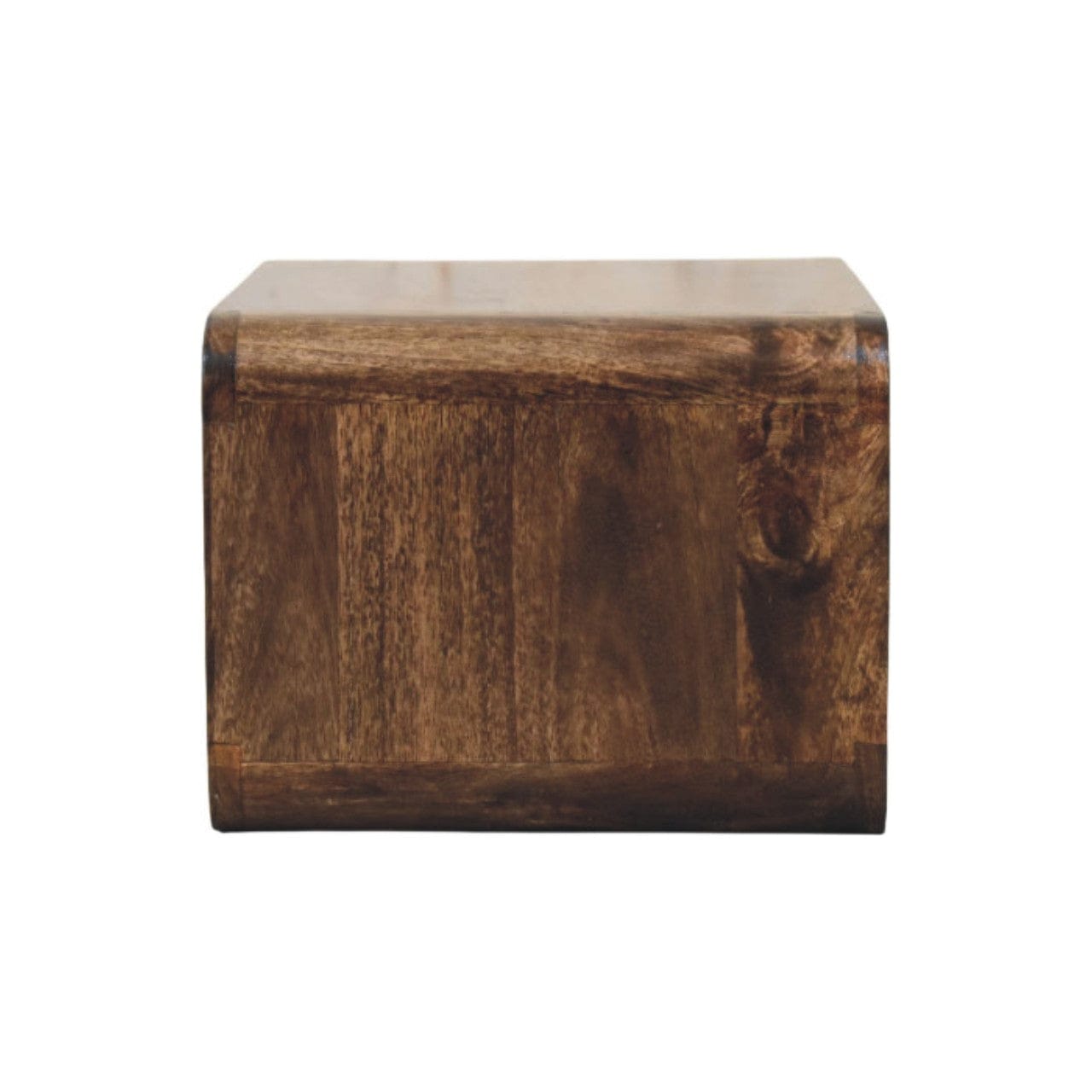 Classic Grey Rounded Edge 1-Drawer Bedside Table - Solid Mango Wood Nightstand - product view 8 showing handcrafted solid...