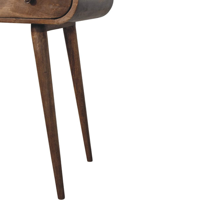 Classic Grey Curved Dressing Table in Solid Mango Wood - product view 8 showing handcrafted solid mango wood desk