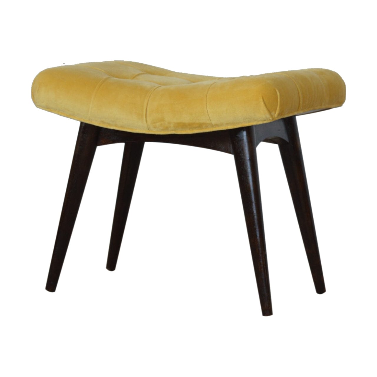 Cotton Velvet Bench - Solid Mango Wood Seating Furniture for Entryway - main view showing handcrafted solid mango wood bench