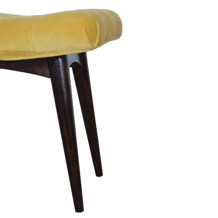 Cotton Velvet Bench - Solid Mango Wood Seating Furniture for Entryway - product view 8 showing handcrafted solid mango...